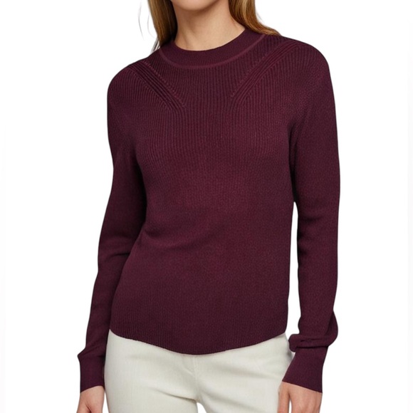 Banana Republic Sweaters - Banana Republic Maroon Red Knit Sweater Soft Cozy Ribbed Cotton Viscose Sz Small